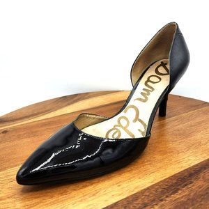 Sam Edelman Pumps Heels Opal dOrsay 9.5 M Black Leather Pointed Snakeskin Patent